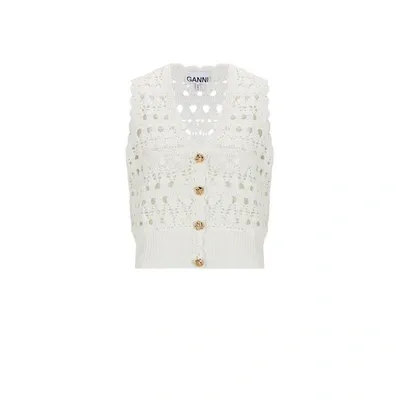 Ganni Gilet En Crochet In White