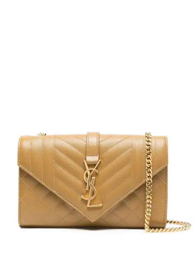 Saint Laurent Small Envelope Shoulder Bag In Braun