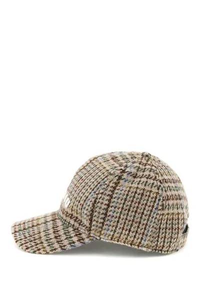 Miu Miu Plaid Shetland Wool Baseball Cap In F Cacao