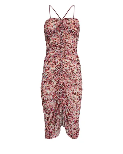 Isabel Marant Étoile Falone Floral Ruched Midi Bodycon Dress In Gold Multi