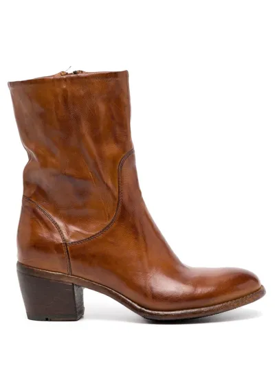 Madison.maison Ankle-length Side-zip Boots In Brown