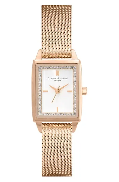 Olivia Burton Women's Quartz Rose Gold-tone Stainless Steel Bracelet Watch 25.5mm X 20.5mm