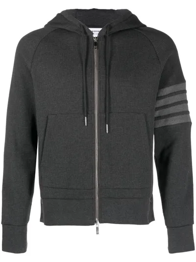 Thom Browne 4-bar Zip Up Hoodie In Grey