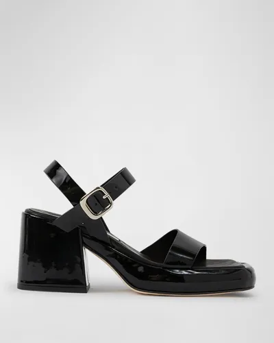 Miista Beverly Calfskin Ankle-strap Platform Sandals In Black