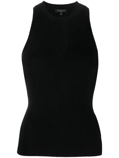 Rag & Bone Round Neck Sleeveless Top In Black