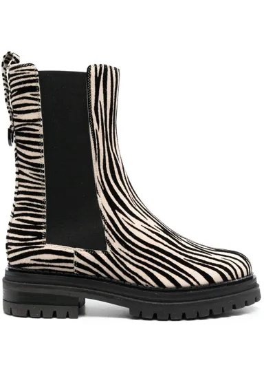 Sergio Rossi Joan Zebra-print Ankle Boots In Schwarz