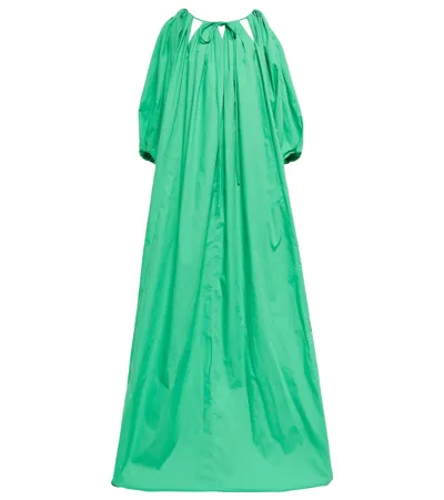 Oscar De La Renta Cutout Cotton Gown In Aloe