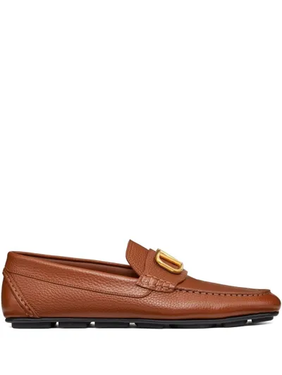 Valentino Garavani Vlogo Slip-on Loafers In Brown