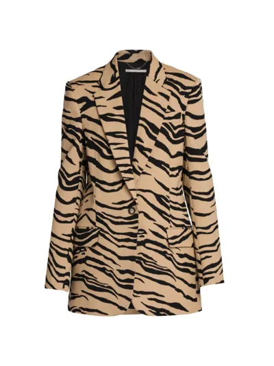 Stella Mccartney Oversized Zebra-jacquard Wool-blend Blazer In Raffia