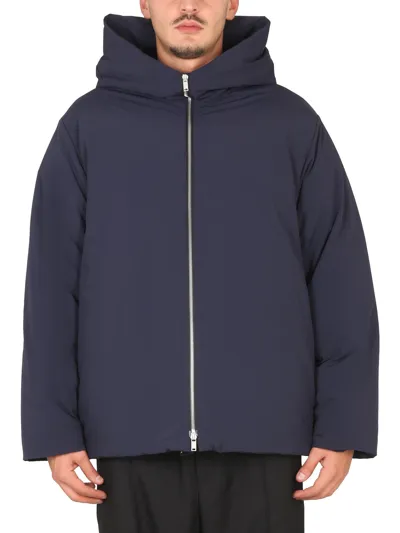 Jil Sander Hooded Down Jacket V In Blue