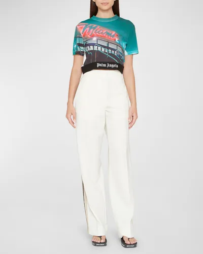 Palm Angels Knit Tape Suit Pants In White