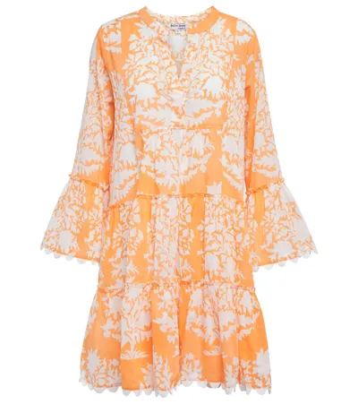 Juliet Dunn Printed Cotton Minidress In Apricot