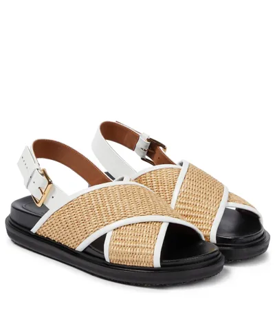 Marni Fussbett Leather-trimmed Sandals In Brown