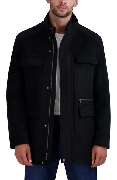 Cole Haan Wool Blend Field Coat In Black