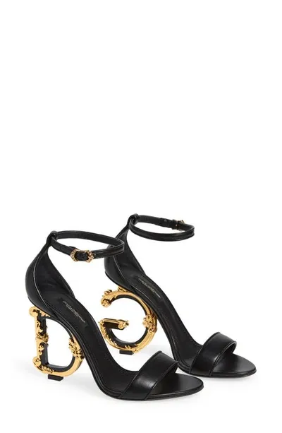 Dolce & Gabbana Keira Baroque Dg Heel Sandal In Negro