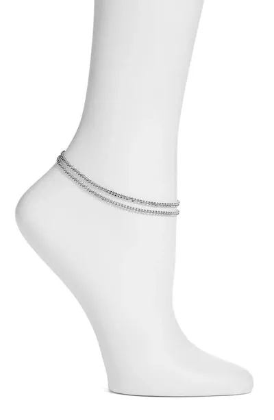 Vidakush Layered Chain Anklet In Silver