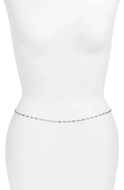 Vidakush Rainbow Crystal Station Belly Chain In Silver