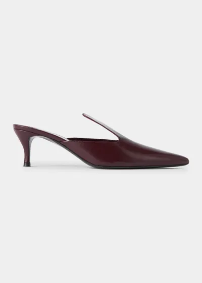 Totême Pencil Calfskin Kitten-heel Mules In Burgundy