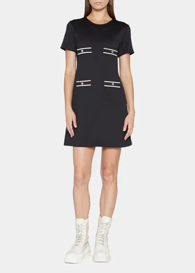 Moncler Black Jersey Short-sleeve Dress In Nero