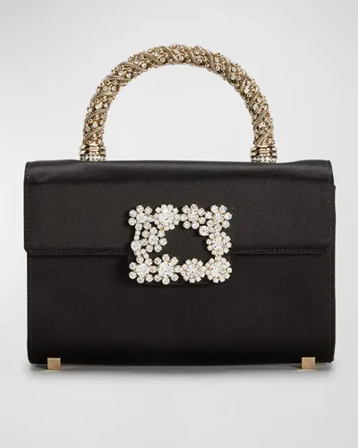 Roger Vivier Flower Jewel Mini Top-handle Bag In Nero