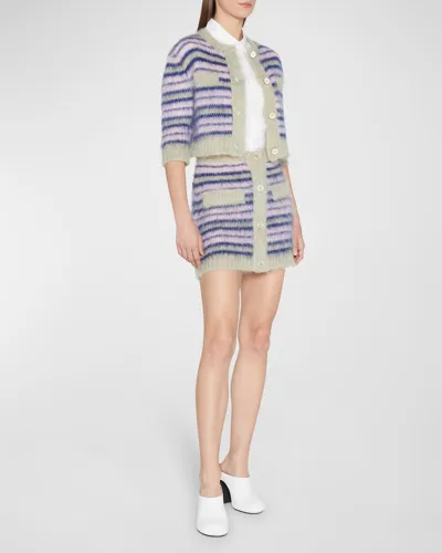 Marni Striped Mohair Knit Mini Skirt In Purple