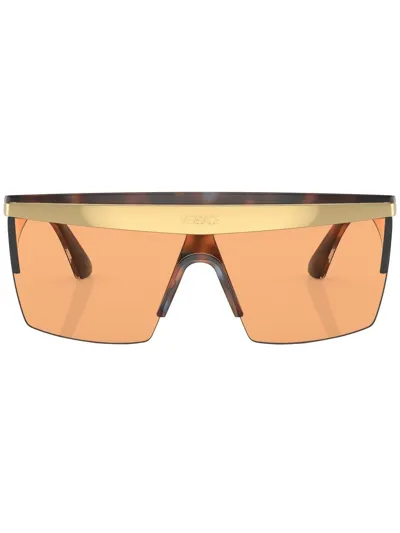 Versace Square Frame Sunglasses In Orange