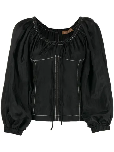 Rejina Pyo Keeley Puff Sleeve Blouse In Black