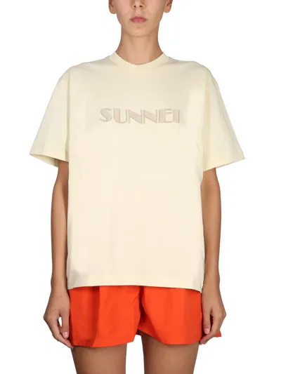 Sunnei Crewneck T-shirt Unisex In Beige