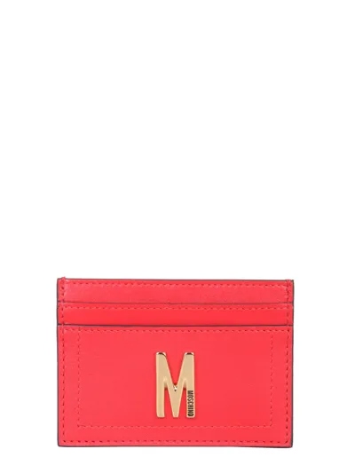 Moschino Leather Card Holder In Red