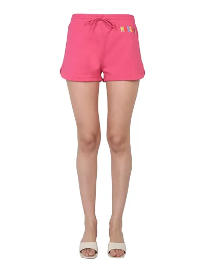 Moschino Multicolor Logo Shorts In Fuchsia