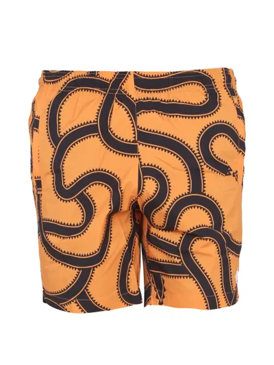 Marcelo Burlon County Of Milan Boxer Swimsuit With Print In Yellow