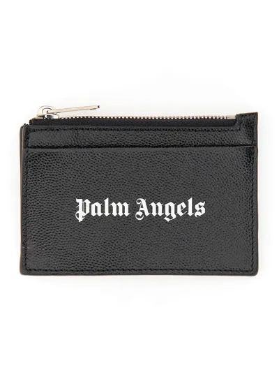 Palm Angels Caviar Card Holder In Black