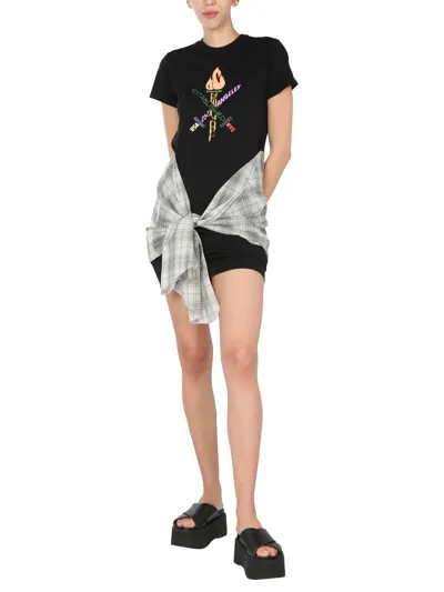 Opening Ceremony "word Torch Hybrid" T-shirt Dress In Black