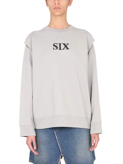 Mm6 Maison Margiela Sweatshirt "six" In Grey