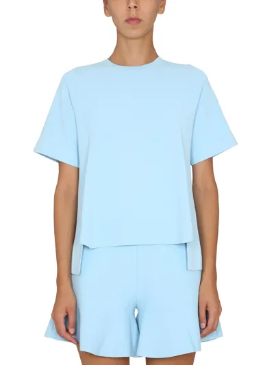 Stella Mccartney Knitted Viscosa-blend Top In Blu