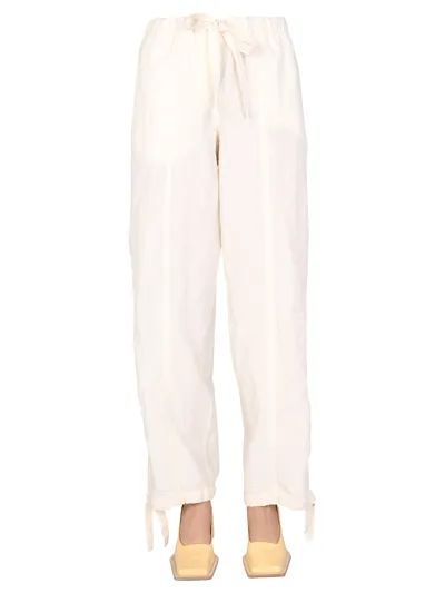 Jil Sander Trousers With Drawstring In White