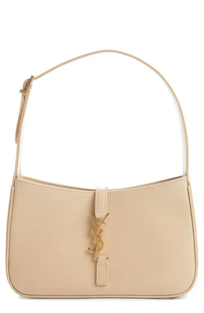 Saint Laurent Womens Le 5 À 7 Monogram Mini Leather Hobo Bag Ivory In Cream