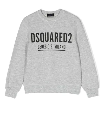 Dsquared2 Kids' Logo-print Crewneck Sweatshirt In Grey