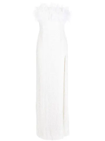 Retroféte Dolly Sequin Long Dress In Moonglow White