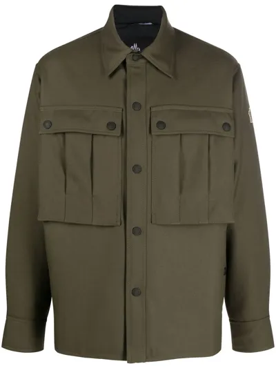 Moncler Ornon Collared Relaxed-fit Wool-down Jacket In Dark Green