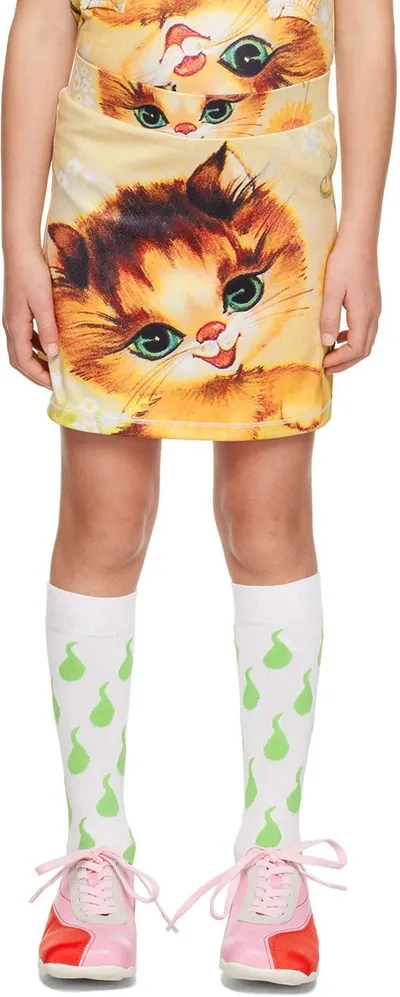 Chopova Lowena Ssense Exclusive Kids Yellow Cat Eyes Ball Skort In Multi