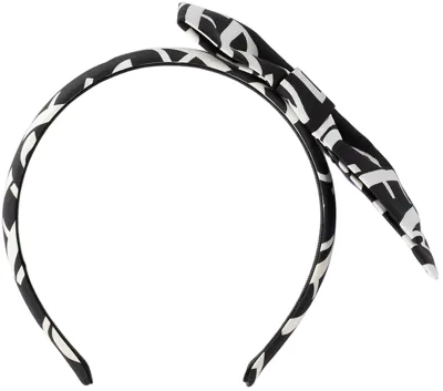 Versace Bow-detail Logo Hairband In Black White