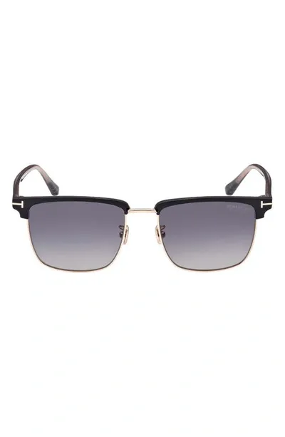 Tom Ford Hudson Sunglasses Black In Rose Gold