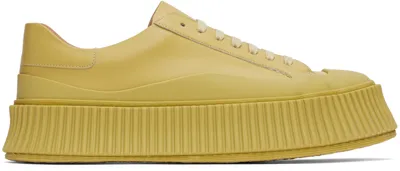 Jil Sander Beige Calfskin Sneakers In Verde