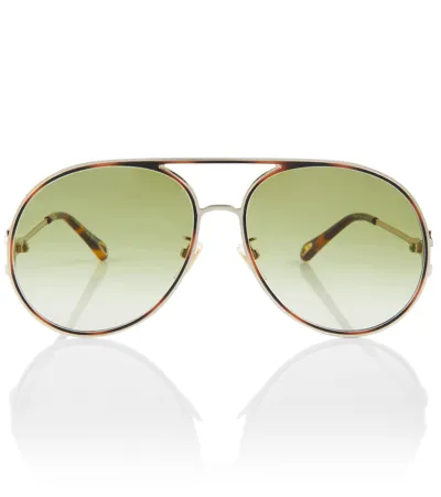 Chloé Ulys Aviator Sunglasses In Green