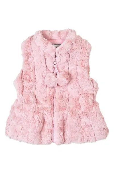 Widgeon Babies' Faux Fur Vest In Pink Ripple Stripe