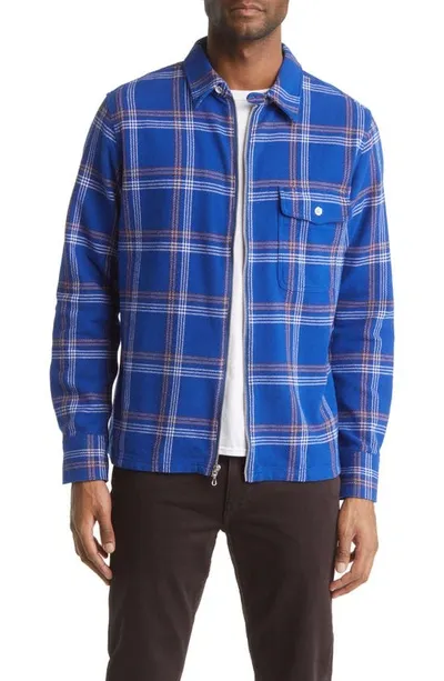 Rag & Bone Dalton Checked Brushed Cotton-blend Overshirt In Blue Plaid