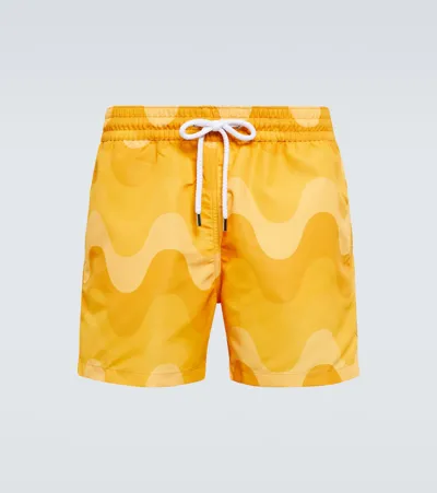 Frescobol Carioca Copacabana Printed Swim Shorts In Sunset Yellow