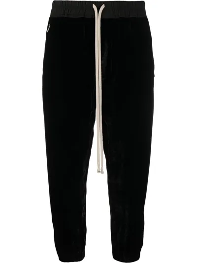 Rick Owens Drop-crotch Cropped Track Pants In Black