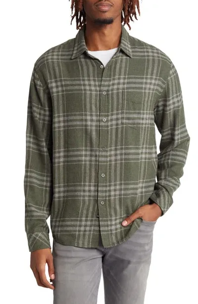 Rails Lennox Relaxed Fit Plaid Cotton Blend Button-up Shirt In Concrete Moss Melange